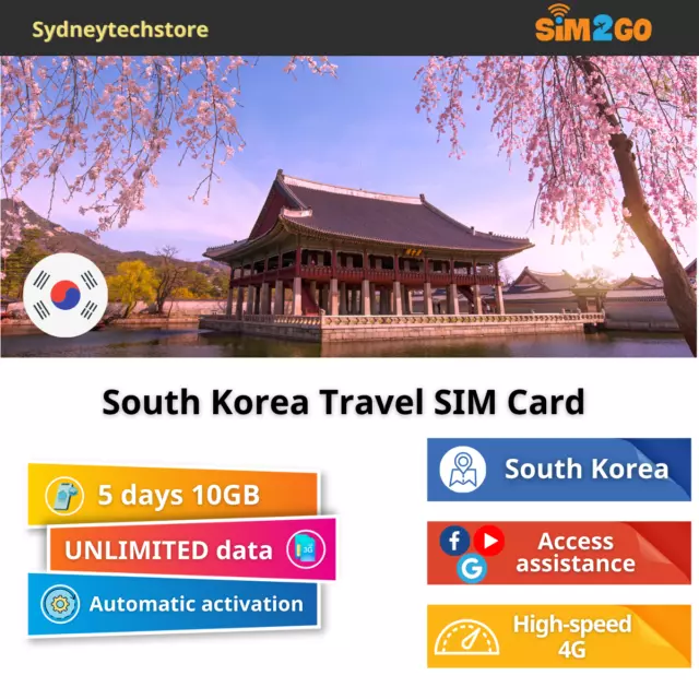 South Korea Travel SIM Card 5 Days - 10GB 4G Data Unlimited Data LTE SK Telecom