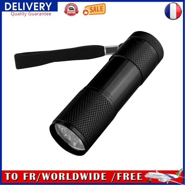 Lampe de poche portable UV 9LED Violet Light Anti-Skid 395nm Backlight (Noir)