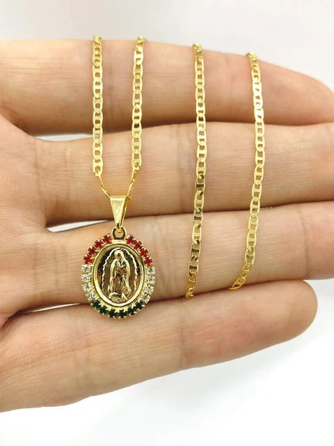 Cadena y Medalla de Guadalupe 18x14 Gold Filled Virgen de Guadalupe Necklace 14"