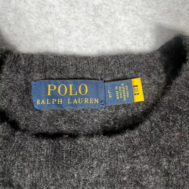Polo Ralph Lauren Wool Cashmere Blend Crewneck Pullover Sweater Women's L Gray 2