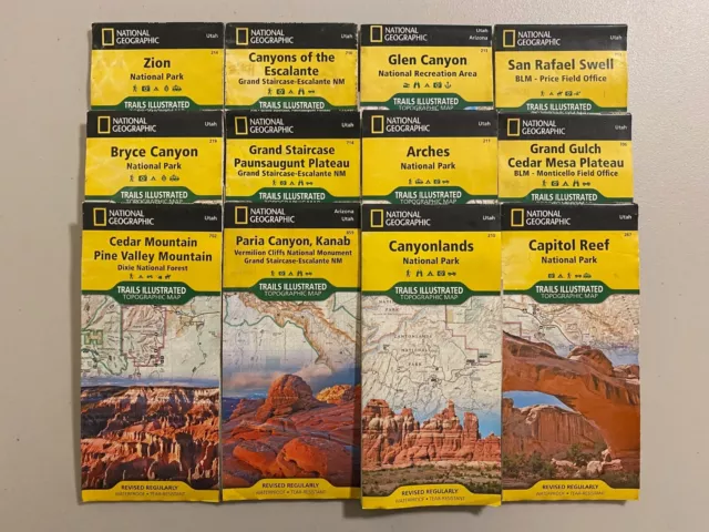 National Geographic Topo Map Guide TWELVE MAPS UTAH/ARIZONA Bundle USED