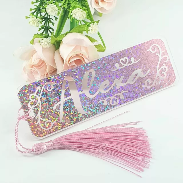 Personalised Bookmark - Clear Acrylic Bookmark cut out design custom name