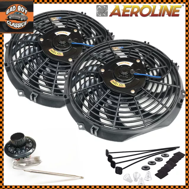12" Aeroline® 120w Electric Radiator 12v Cooling Fan x2 Ideal TRACK / DRIFT CAR