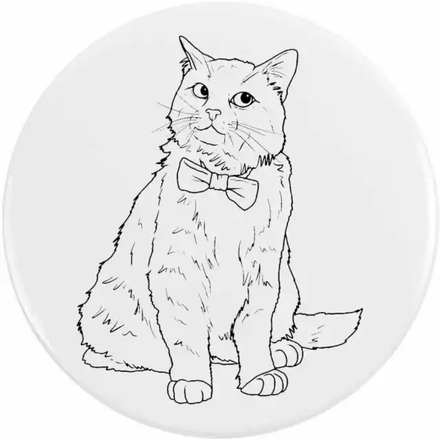 'Fancy Bow Tie Cat' Button Pin Badges (BB046404)
