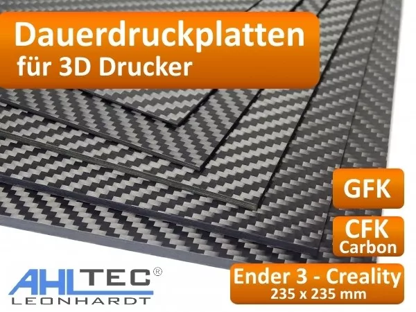 3D Drucker Dauerdruckplatte für Ender 3 Creality 235 x 235mm - ABS PLA PETG HIPS