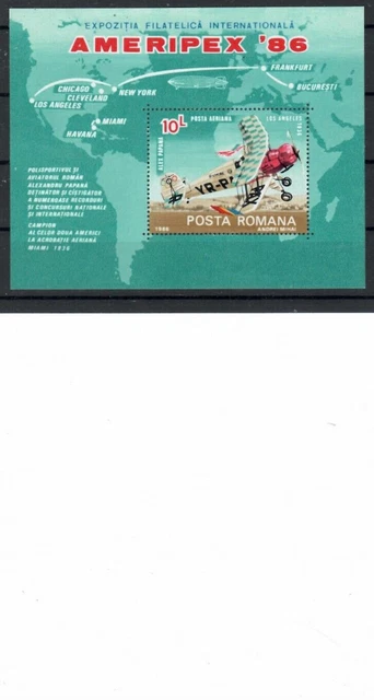 Romania 1986  AMERIPEX   EXPOZITIA INTERNATIONALA FILATELICA  MINISHEET  MNH