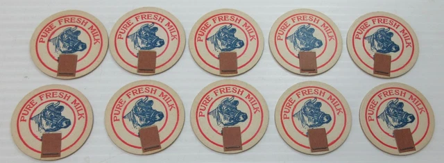 Pure Fresh Milk Bottle Cap Pog Lot of 10 - pic cow