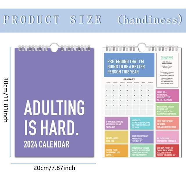 ADULTING IS HARD 2024 Calendar The 2024 Calendar Not Easy for adult DM