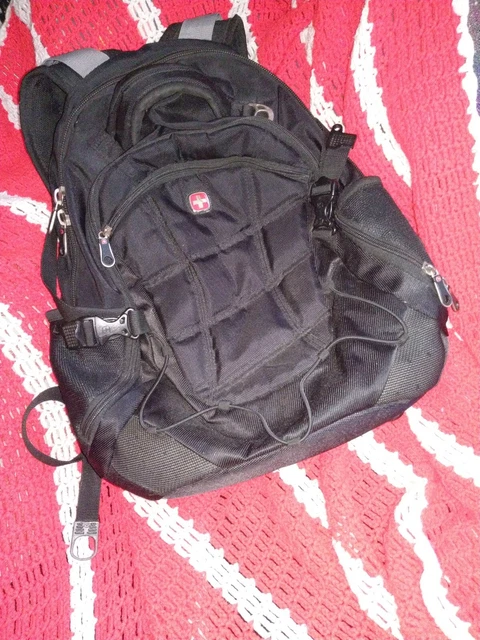 Swiss Gear Black Backpack 18" Heavy Duty zipper Storage Pockets Swiss Army Knife