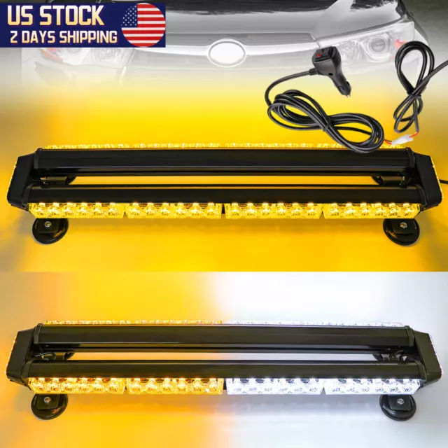 27" 54 LED Double Side Rooftop Beacon Emergency Strobe Light Bar Traffic Advisor