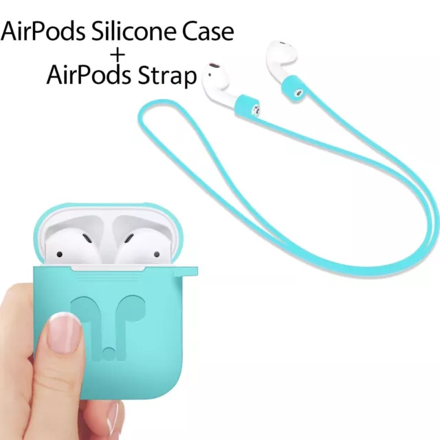 Case Cover for Apple AirPods + AirPod Strap Silicone Protective Charging Sport 3