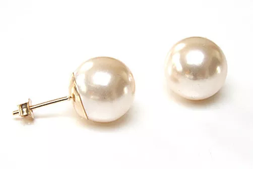 9ct Gold 10mm Pearl Studs earrings Gift Boxed Made in UK