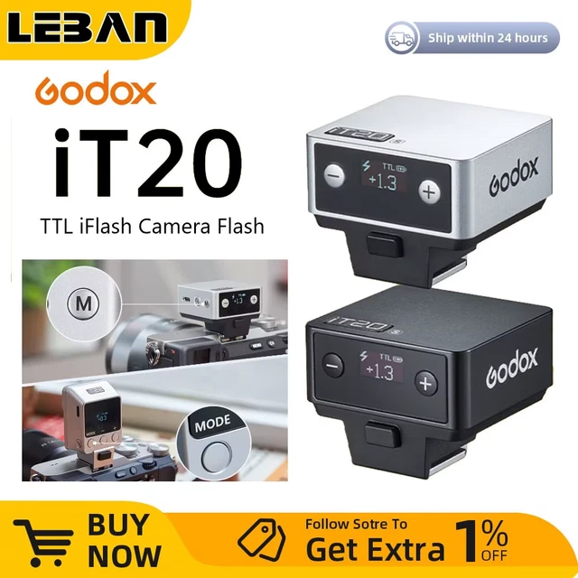 Flash Godox IT20 O Mini TTL Compatto Per Olympus E Panasonic, Con Accessori Magnetici