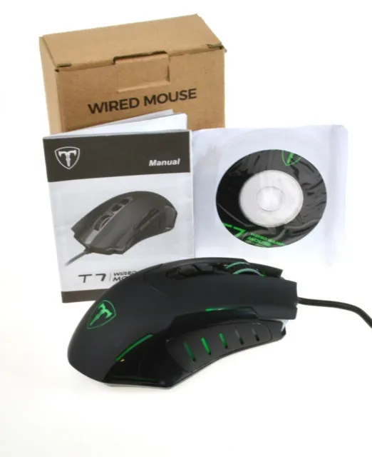 Wired Game Gaming Mouse T7 7200 DPI Optical RGB Light 7 Programmable Buttons 3