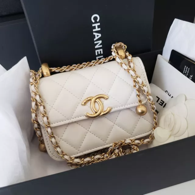 CHANEL 21A FLAP Coin Purse with Chain Calfskin & Gold-Tone Metal $3,200.00  - PicClick