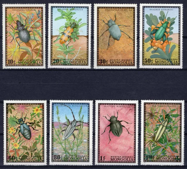 Mongolia 1972 complete Bugs Insects set Michel #685-692 clean MNH OG