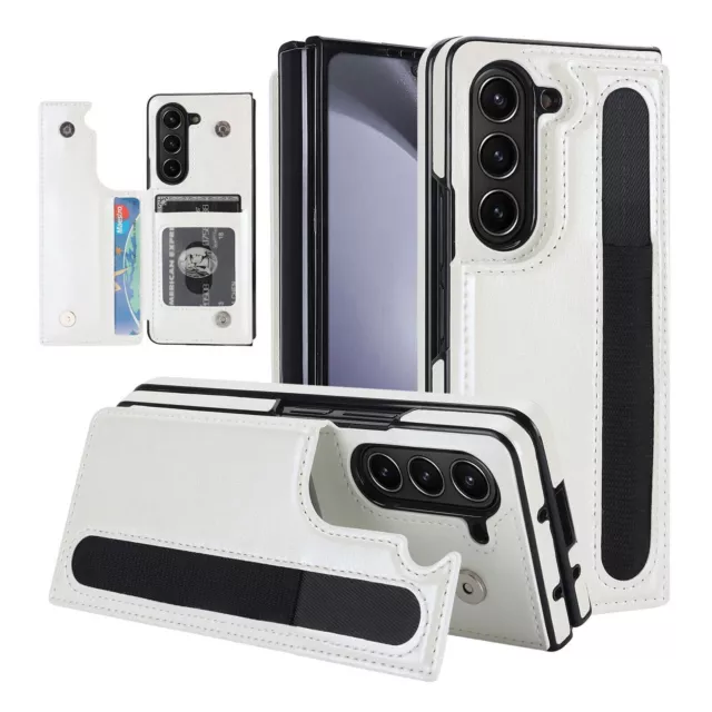 For Samsung Galaxy Z Fold5 4 3 Phone Case Wallet Card Slot Stand With Pen Holder