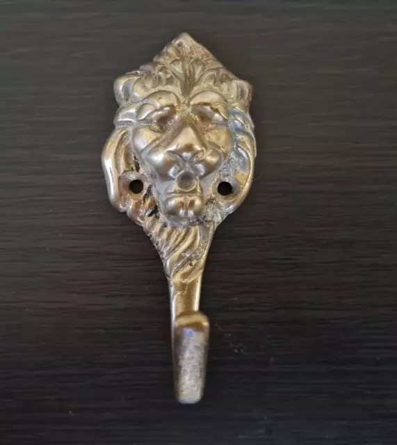 Brass Lion Wall Coat hook, French Antique decorative towel hook