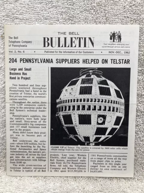 November December 1962 Bell Telephone of Pennsylvania Bulletin Telstar