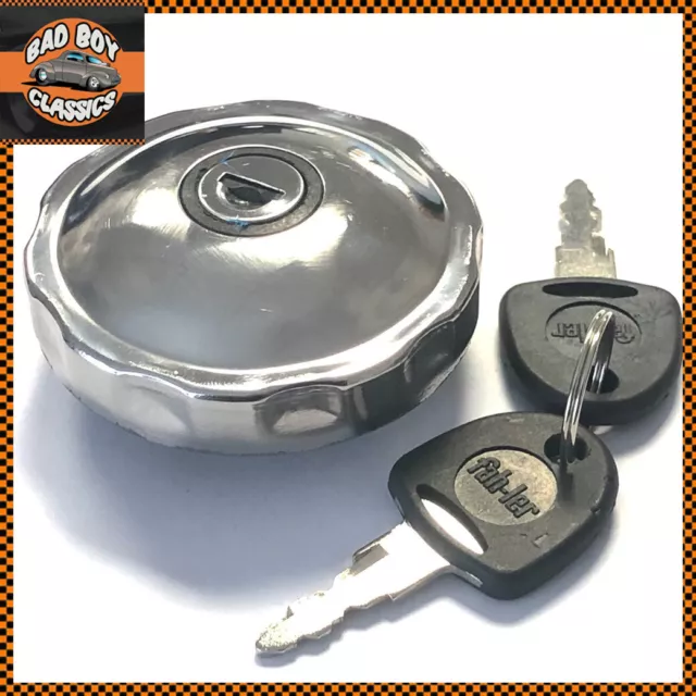 Fahler Locking Polished Stainless Steel Fuel Petrol Cap 2 Keys JAGUAR E TYPE