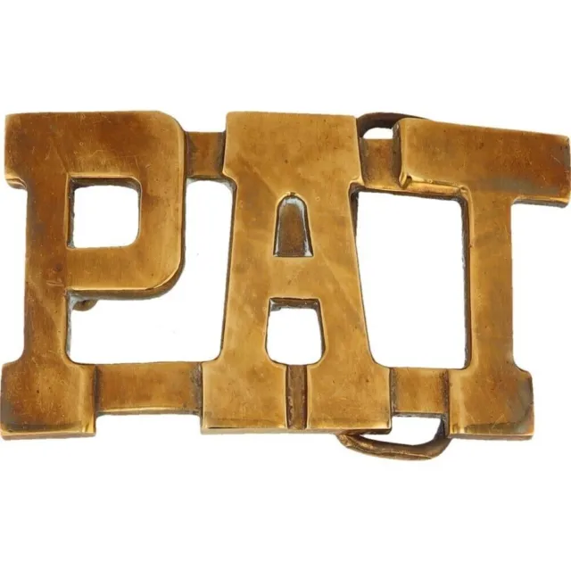 New Brass Pat Patrick Patricia Patsy Name Tag 1970s NOS Vintage Belt Buckle