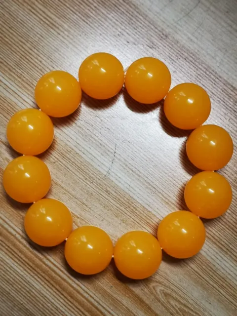 19mm Beautiful Natural Yellow Beeswax Prayer Beads Bracelet B04