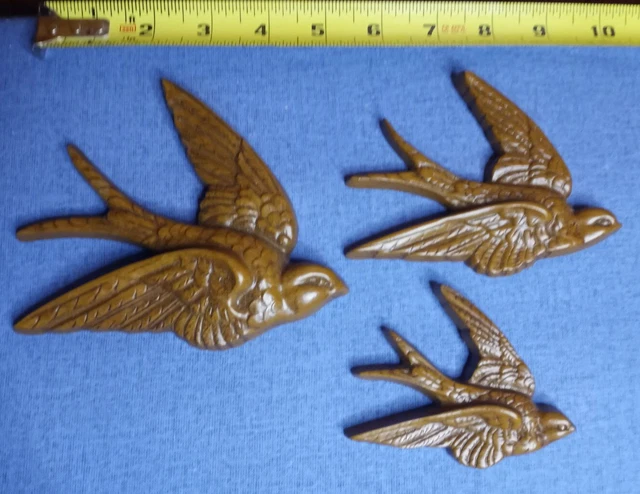 Vntg 1983 Home Interior Set of 3 Swallow Birds Wall Hanging Plaques Burwood Co.