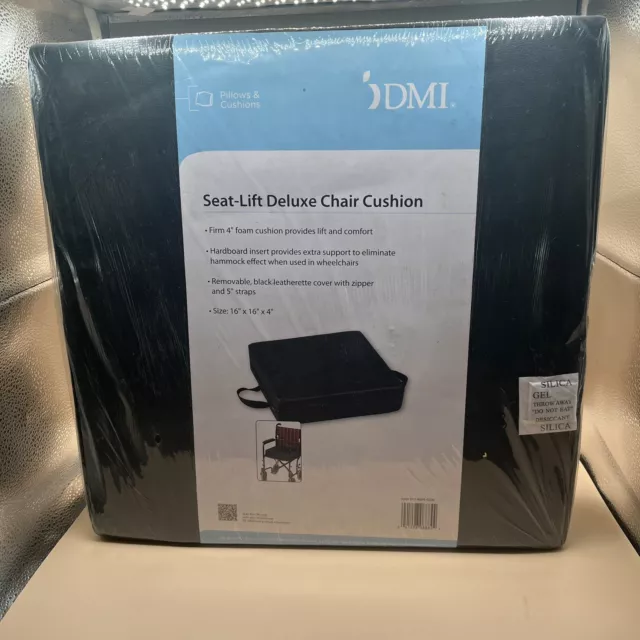 DMI Deluxe Seat Riser Lift Cushion Comfort Pillow, Firm Foam, 16 x 16 x 4" BLACK