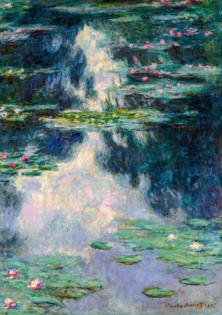 Monet 1907, Pond with Water Lilies, 80x56cm (plus border) Canvas Print, Giclee