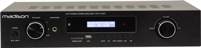 HiFi-Receiver MAD1400BT-BK HI-FI STEREO VERSTÄRKER 2 x 100W RMS