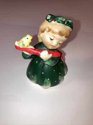 Vintage Lefton  Japan Ceramic Christmas Angel 1259N Playing Instrument