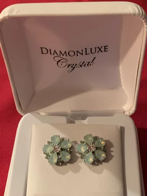 DIAMONLUXE STERLING SILVER Simulated Diamond Hoop Earrings 3 4