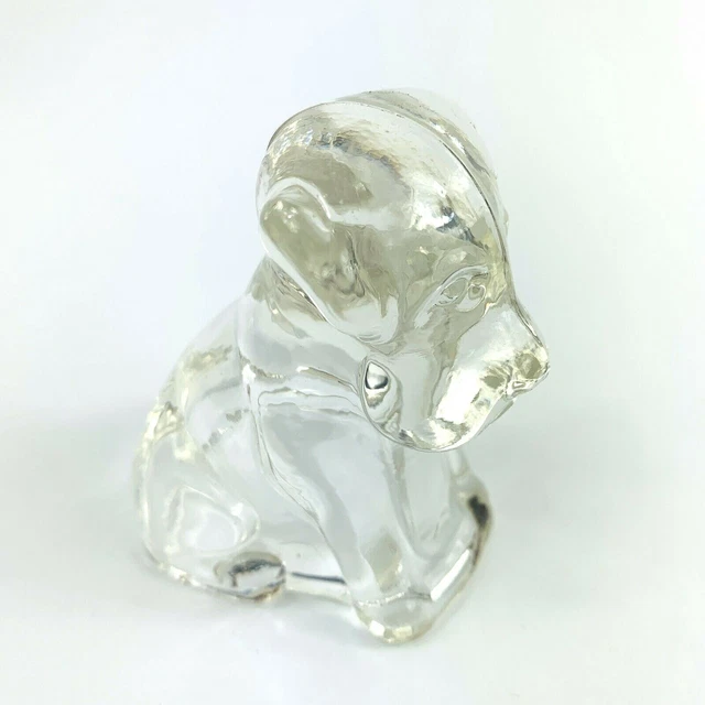 Federal Bulldog Pug Candy Container Clear Sitting Pressed Glass Gum Vintage