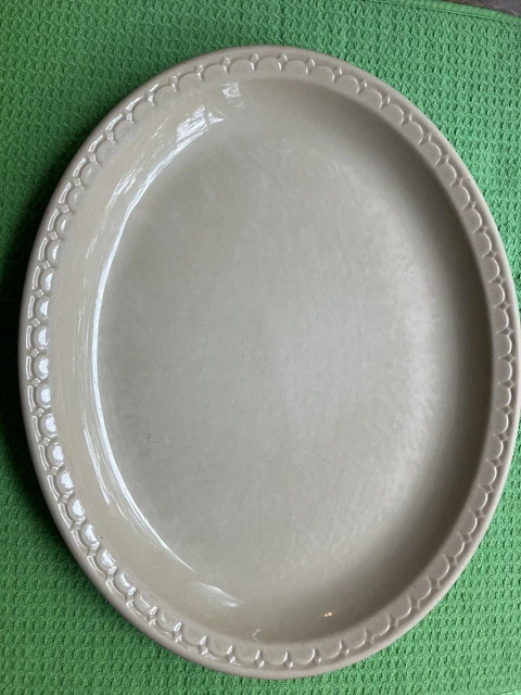 VTG Syracuse China Econo-Rim Platter Oval Marked 96-K 1967 Tan  Scallops 13.25”