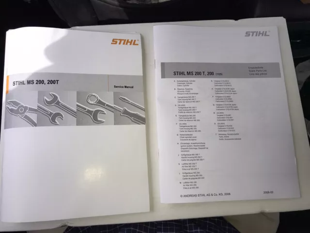 Manual de servicio de motosierra Stihl MS200 T 200T MS200 taller de reparación y lista de piezas