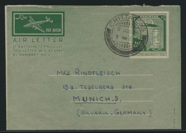 Flugpost Pakistan airmail Chittagong Bangladesch nach München Aerogramm postal