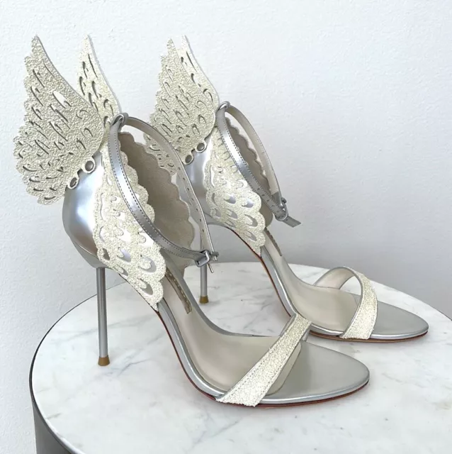 $900 Nwob Sophia Webster Evangeline Angel Wing Sandal Perola Snow, 38