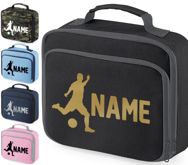 Personalised School Lunch Bag Boys Girls Football Insulated Snack Box Kids Gift