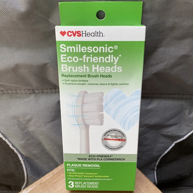 Cabezales de cepillo de repuesto CVS Health Smilesonic para eliminación de placa ecológicos 3 quilates nuevos