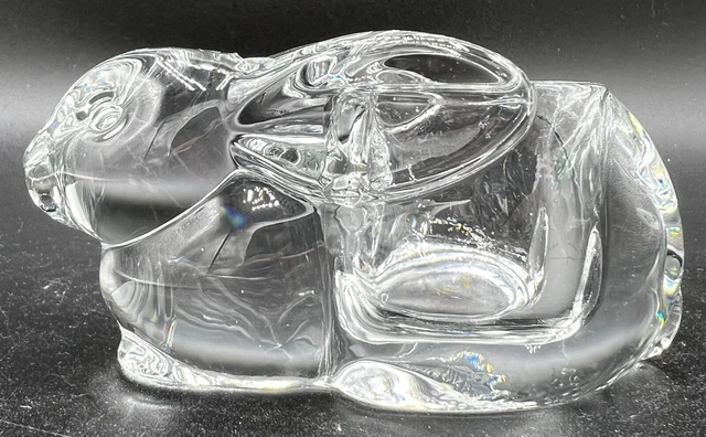 Vintage Indiana Glass Easter Bunny Clear Crystal Votive Tea Light Candle Holder