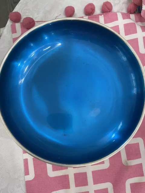 Lot 6 Vintage Silver Plate With Blue/Green Enamel - Mid Century Bowls, Coasters