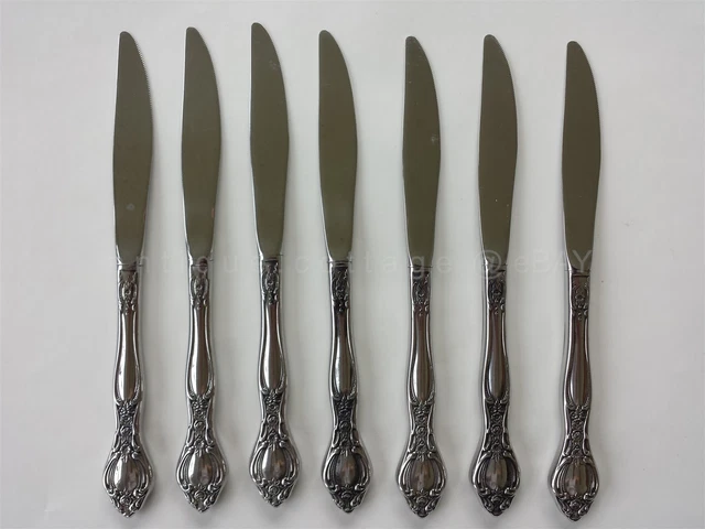 MIRACLE MAID USA STAINLESS CLASSIC BAROQUE FLATWARE 7pc DINNER KNIVES