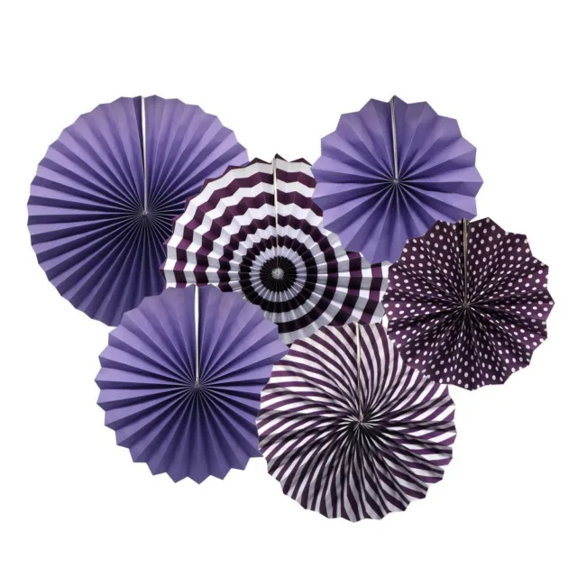 6x Paper Fan Flowers Wedding Baby Birthday Party Tissue Paper Table Decor Purple