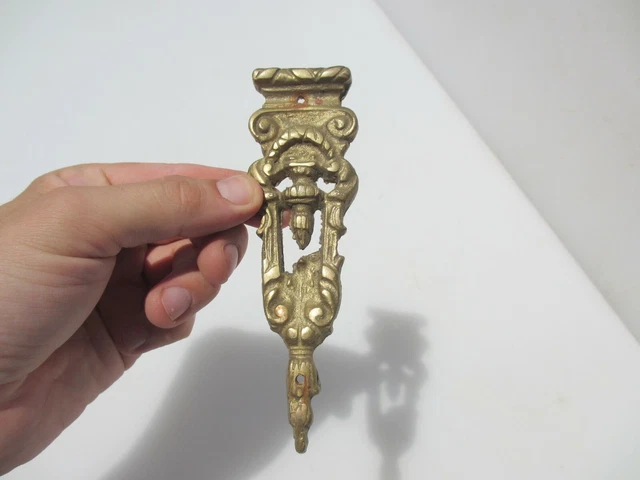 Vintage Brass Ormolu Hardware Mount Leaf Leaves Scrolls Drapes Wreath Old
