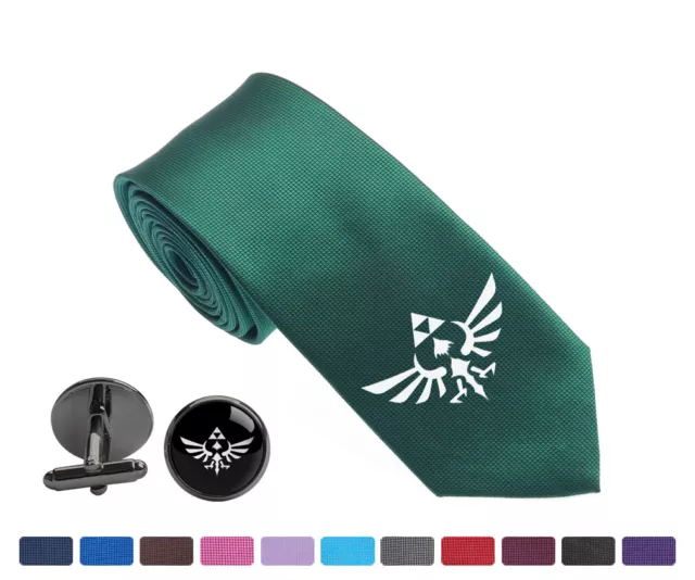 Legend of Zelda Men Woven Skinny Groom 2.5" Party Tie Necktie Cufflink Cuff Link
