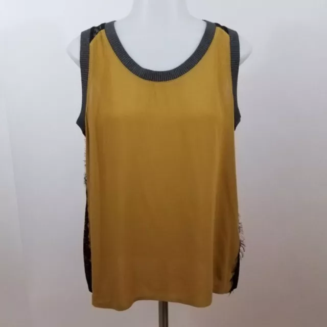 Ella Moss tank top lace yellow gray S solid womens sleeveless