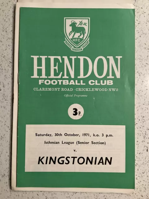 Hendon v Kingstonian 30th Oct 1971