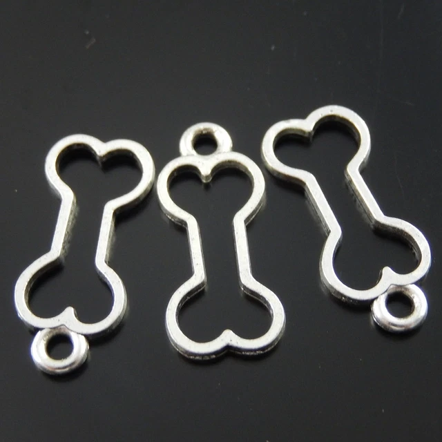 40 Stück Antike Silber Knochen Anhänger Charms Schmuck Dangle 21x11x1mm 38279