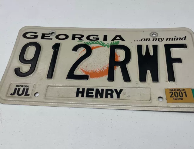 Georgia...On My Mind GA License Plate 2000 Vintage Henry County 912 RWF