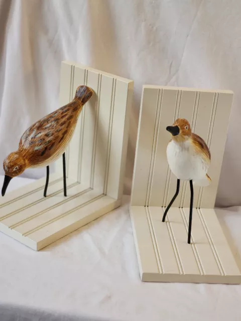 Sandpiper Shorebird Wooden Bookends 2007 From OfficeMax